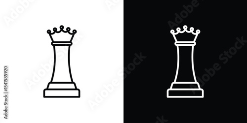 Chess queen icon design. simple stroke line vector icon set