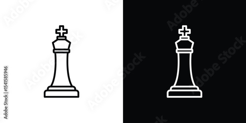 Chess king icon design. simple stroke line vector icon set