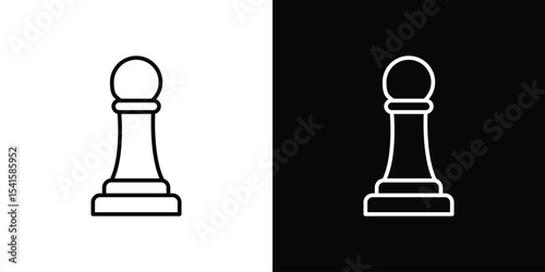 Chess pawn icon design. simple stroke line vector icon set