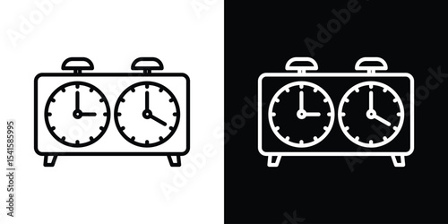 Chess clock icon design. simple stroke line vector icon set