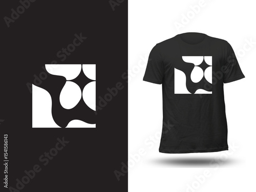 Contemporary Urban Shirt – Monochrome Abstract Square Artwork
