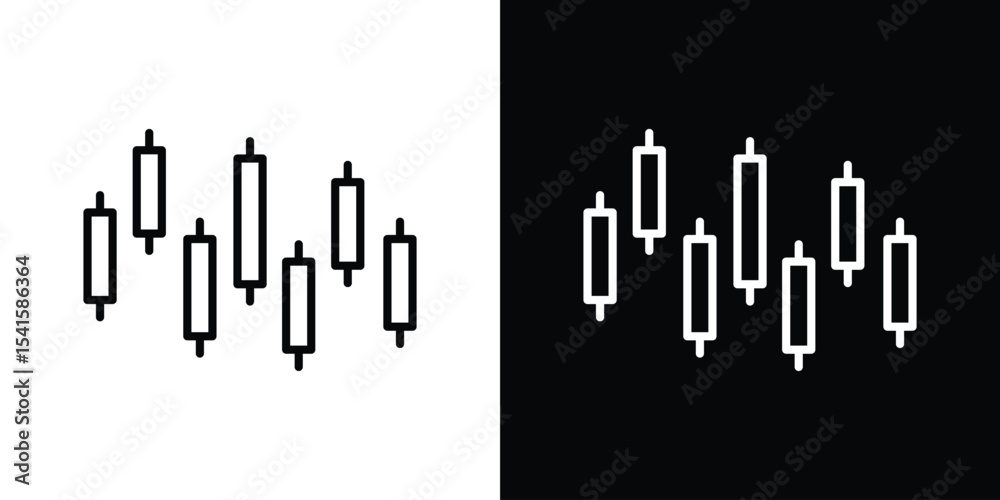 Naklejka premium Chart candlestick icon design. simple stroke line vector icon set