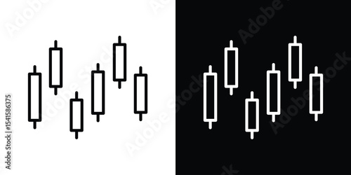 Chart candlestick icon design. simple stroke line vector icon set