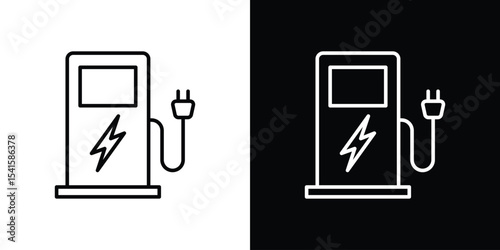 Charging station icon design. simple stroke line vector icon set