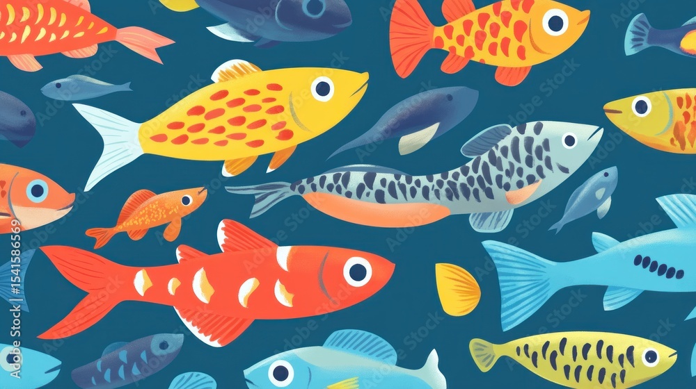 Naklejka premium Fish pattern. Fish pattern texture with copy space. Close-up fish scale pattern. Aquatic animal design. Fish scales. Realistic fish pattern. Fish design background. Detailed fish pattern close-up. Mar