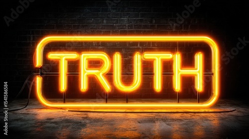Truth Neon Sign Against Brick Wall - Bold Statement