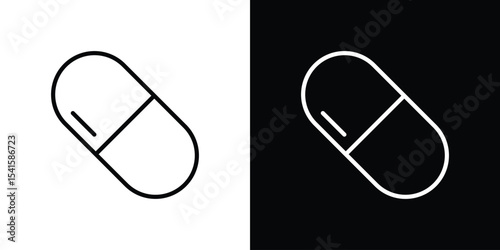 Capsules icon design. simple stroke line vector icon set
