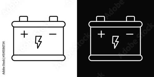 Car battery icon design. simple stroke line vector icon set