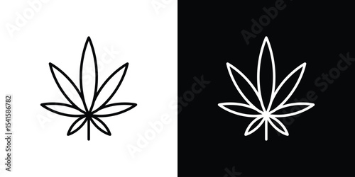 Cannabis icon design. simple stroke line vector icon set