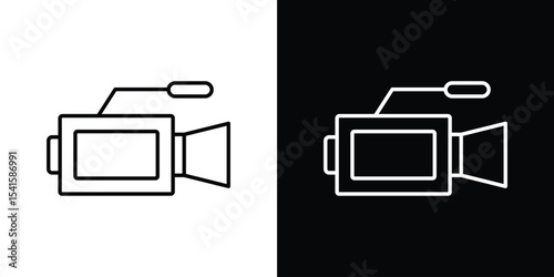 Camcorder icon design. simple stroke line vector icon set