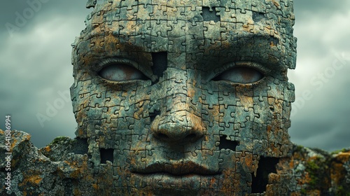 Puzzle Face - Broken Identity and Mental Health Concept