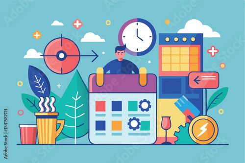 Planning and organizing tasks on a colorful calendar