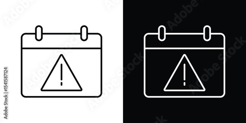 Calendar exclamation icon design. simple stroke line vector icon set