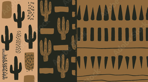 Abstract cacti decorate surface showcasing different textures rendering various patterns