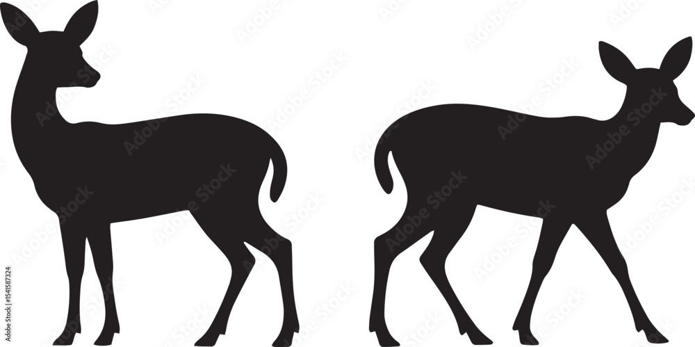 Fototapeta premium deer, antlers, wildlife, forest, animal, nature, buck, doe, stag, woodland, mammal, graze, jump, herd, horns, graceful,