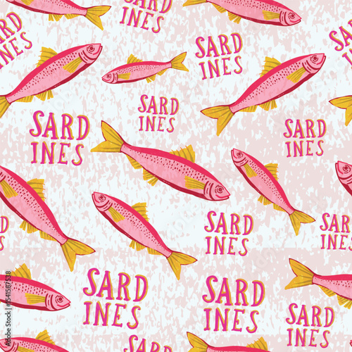 sardines seamless pattern for background, fabric, cover, wallpaper, etc.