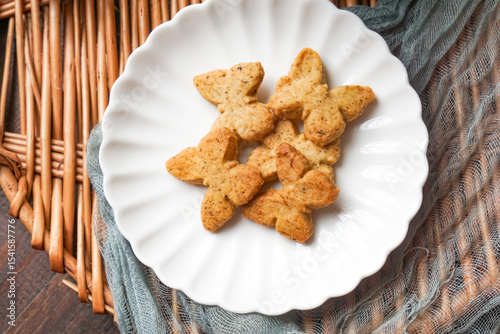 Butterfly shaped coffee flavored cookies.
