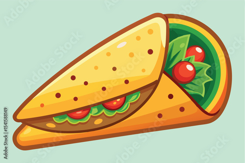 Colorful taco filled with fresh ingredients on light background