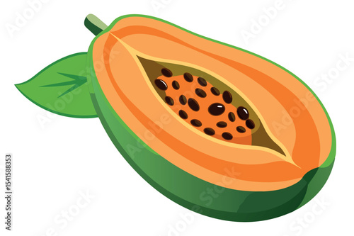 Freshly sliced papaya with vibrant orange flesh and seeds