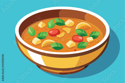 Colorful curry dish featuring fresh vegetables and spices served in a bowl