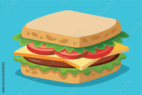 Delicious sandwich with fresh ingredients and a vibrant background