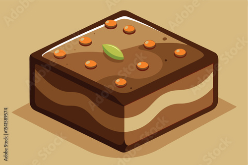 Delicious chocolate dessert with orange accents on a light background
