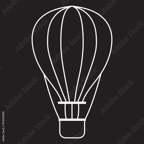 Hot air balloon icon flat vectors set. black and white
