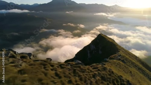 Mountain peak above clouds
