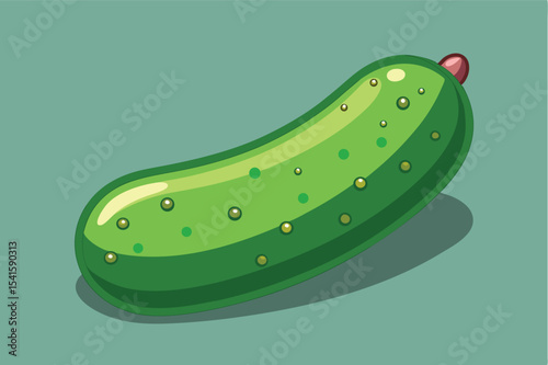 Fresh green cucumber resting on a light background