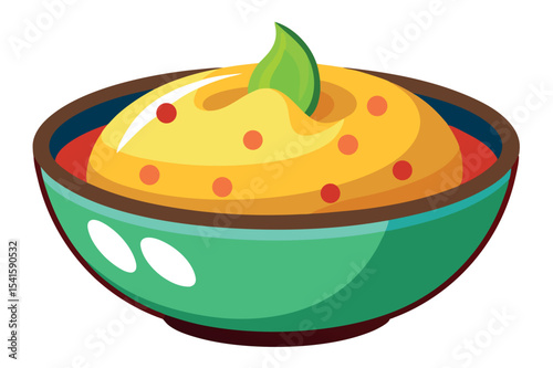 Delicious bowl of hummus served with spices and garnish