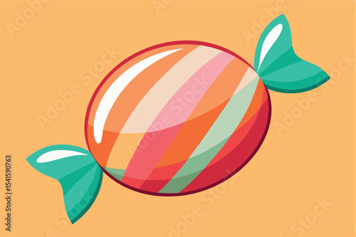 Colorful striped candy on a vibrant background for decoration