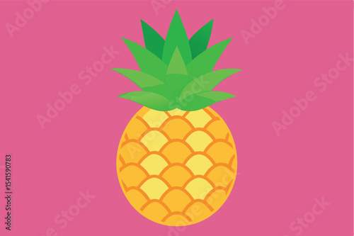 Pineapple illustration on a vibrant pink background showcasing a tropical theme