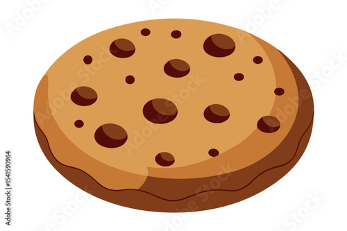 Chocolate chip cookie on a white background showcasing its baked texture and rich color