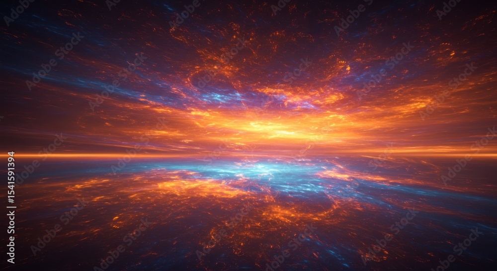 Fototapeta premium Fiery dreamscape of celestial skies reflections