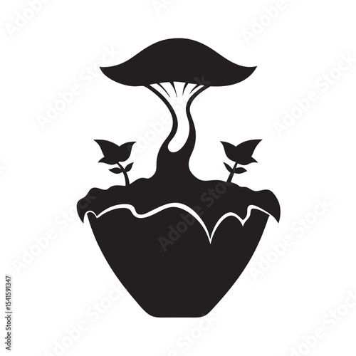 Mycelium Packaging Silhouette Vector Illustration