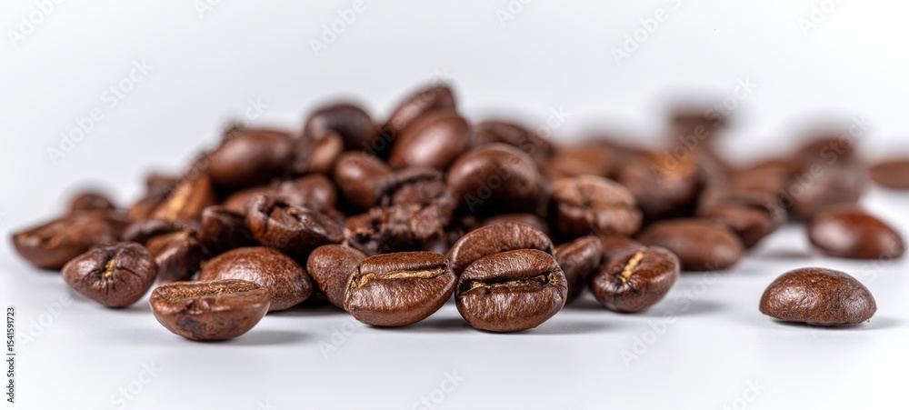 Naklejka premium The rich texture of roasted coffee beans for brewing excellence.