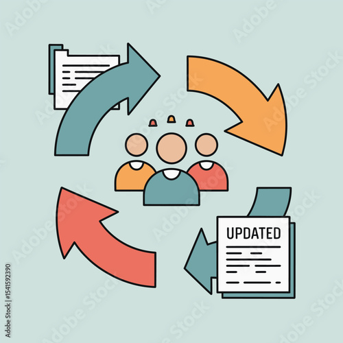 Teamwork Document Workflow Cycle Arrows People Updated Documents