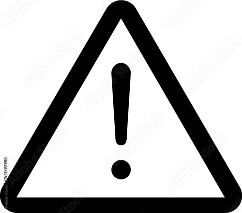 Black outlined triangle containing an exclamation point indicating a warning sign symbol here