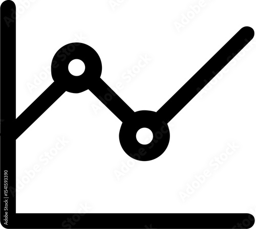 A simple line graph with two points on a coordinate plane showing an upward trend in data analysis