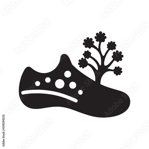 Living Sneaker Mycelium Silhouette Vector