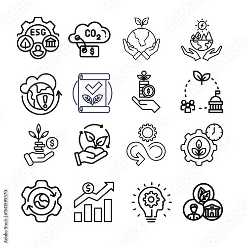 E S G Icons Set Environmental Social Governance Growth Sustainability