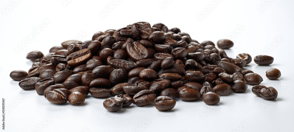 The pile of roasted coffee beans on a clean background. The pile of roasted coffee beans on a clean background.