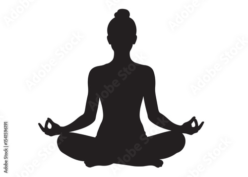 meditation and yoga logo design silhouette vector, yoga logo icon design silhouette vector, black silhouette logo yoga, yoga pose silhouette vector logo on white background	