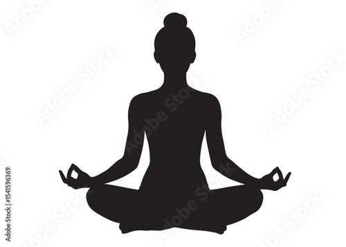meditation and yoga logo design silhouette vector, yoga logo icon design silhouette vector, black silhouette logo yoga, yoga pose silhouette vector logo on white background	