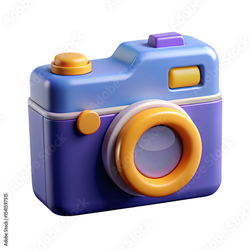 Cartoon camera icon 3d render isolated on transparent background