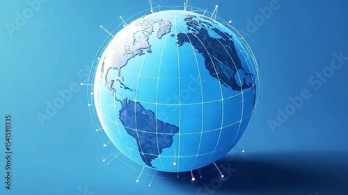Rotating Global Network Earth Globe Animation Seamless Loop 4 K Ultra H D Technology Connection World Map Digital Planet Business Communication International Corporate