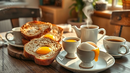 Wallpaper Mural Breakfast pastries and hot coffee are ready on the table for a sweet morning meal Torontodigital.ca