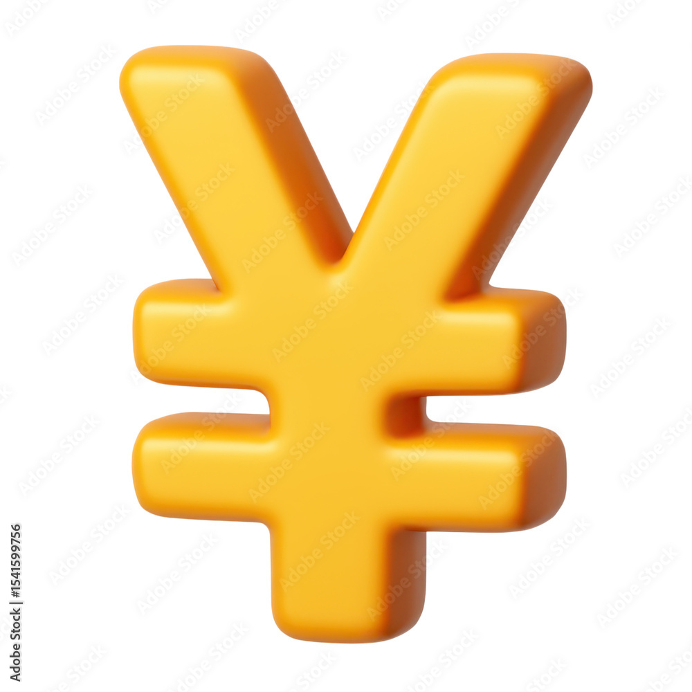 Fototapeta premium A golden currency symbol long title A bright yellow three dimensional symbol representing the Japanese yen or Chinese yuan currency category Finance