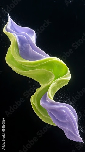 Abstract Purple and Green Fluid Wave in Dark Background