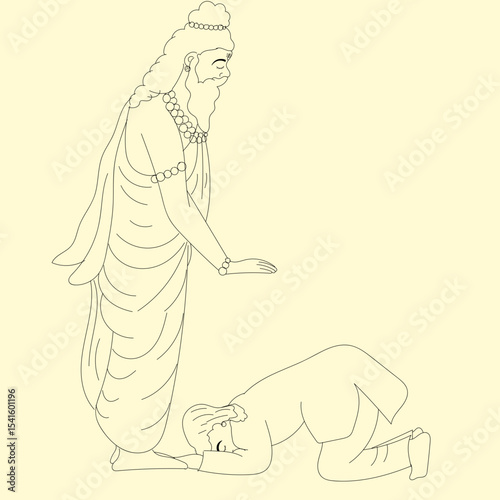 Guru Purnima drawing, Guru and student drawing